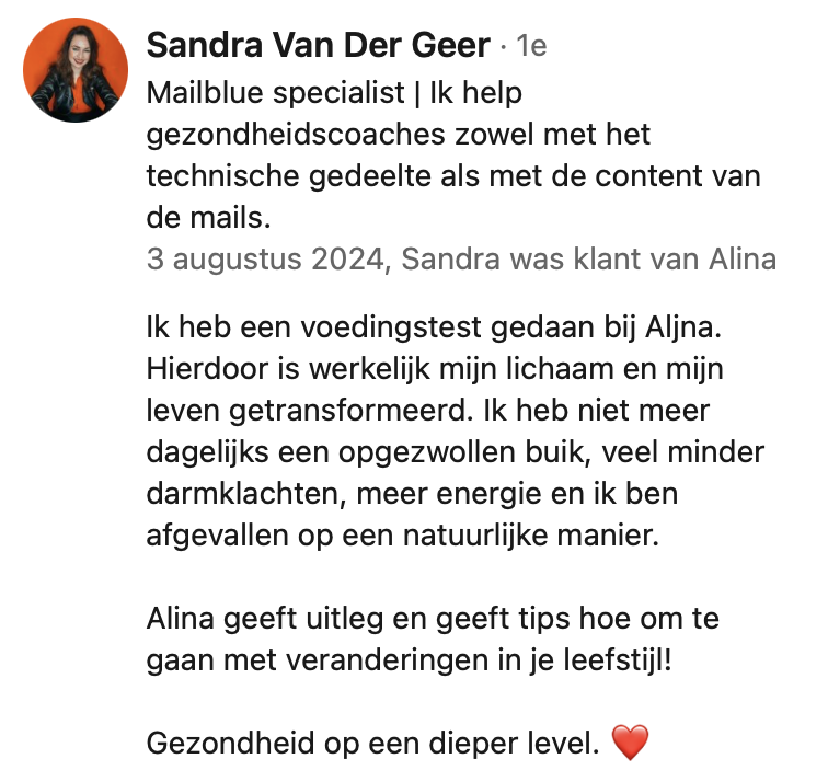 review boost acoach Alina visser